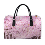 Japanese Cherry Blossom Tree Print Leather Duffle Bag