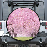 Japanese Cherry Blossom Tree Print Leather Spare Tire Cover