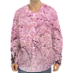 Japanese Cherry Blossom Tree Print Long Sleeve Baseball Jersey