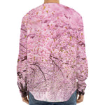Japanese Cherry Blossom Tree Print Long Sleeve Baseball Jersey