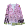 Japanese Cherry Blossom Tree Print Long Sleeve Short Coat