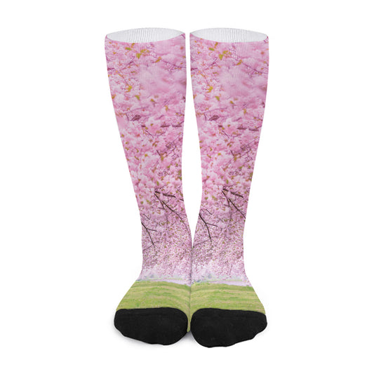 Japanese Cherry Blossom Tree Print Long Socks