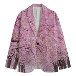 Japanese Cherry Blossom Tree Print Men's Cotton Blazer