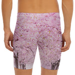 Japanese Cherry Blossom Tree Print Men's Long Boxer Briefs