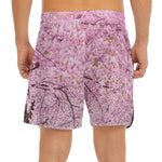 Japanese Cherry Blossom Tree Print Men's Split Running Shorts