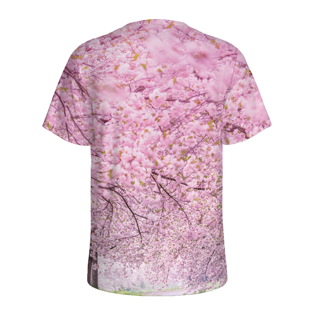 Japanese Cherry Blossom Tree Print Men's Sports T-Shirt