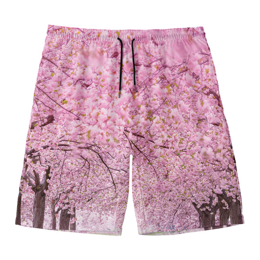 Japanese Cherry Blossom Tree Print Men's Swim Trunks
