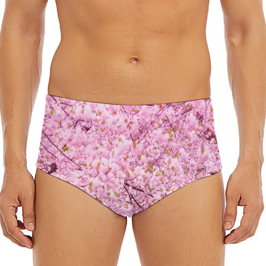 Japanese Cherry Blossom Tree Print Men's Triangle Swim Briefs