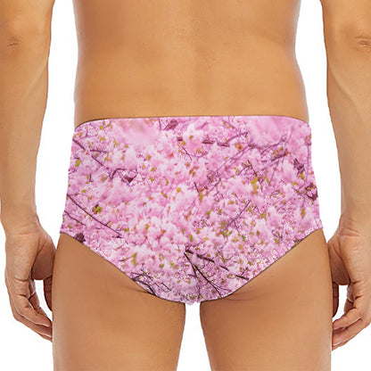 Japanese Cherry Blossom Tree Print Men's Triangle Swim Briefs