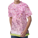 Japanese Cherry Blossom Tree Print Men's Velvet T-Shirt