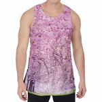 Japanese Cherry Blossom Tree Print Men's Velvet Tank Top