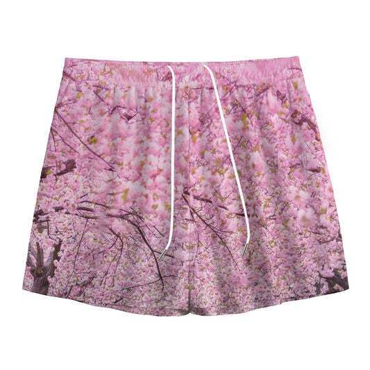 Japanese Cherry Blossom Tree Print Mesh Shorts