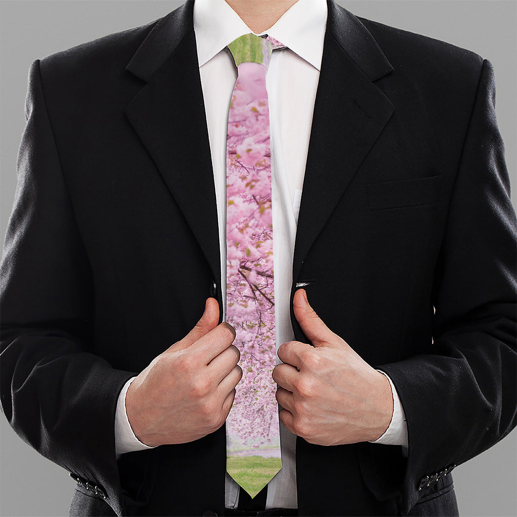 Japanese Cherry Blossom Tree Print Necktie
