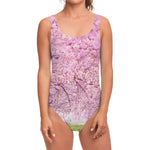 Japanese Cherry Blossom Tree Print One Piece Swimsuit