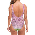 Japanese Cherry Blossom Tree Print One Piece Swimsuit