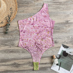 Japanese Cherry Blossom Tree Print One Shoulder Bodysuit