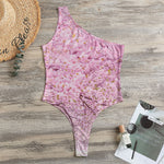 Japanese Cherry Blossom Tree Print One Shoulder Bodysuit