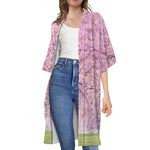 Japanese Cherry Blossom Tree Print Open Front Beach Cover Up