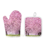 Japanese Cherry Blossom Tree Print Oven Mitt And Pot Holder Set