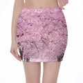 Japanese Cherry Blossom Tree Print Pencil Mini Skirt
