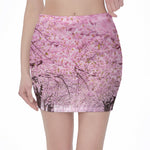 Japanese Cherry Blossom Tree Print Pencil Mini Skirt