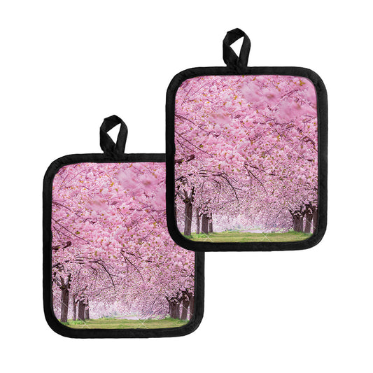 Japanese Cherry Blossom Tree Print Pot Holders