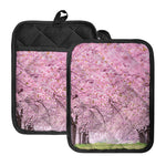 Japanese Cherry Blossom Tree Print Pot Holders With Pocket