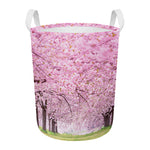 Japanese Cherry Blossom Tree Print Round Laundry Basket