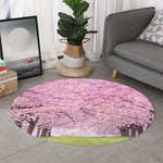 Japanese Cherry Blossom Tree Print Round Rug