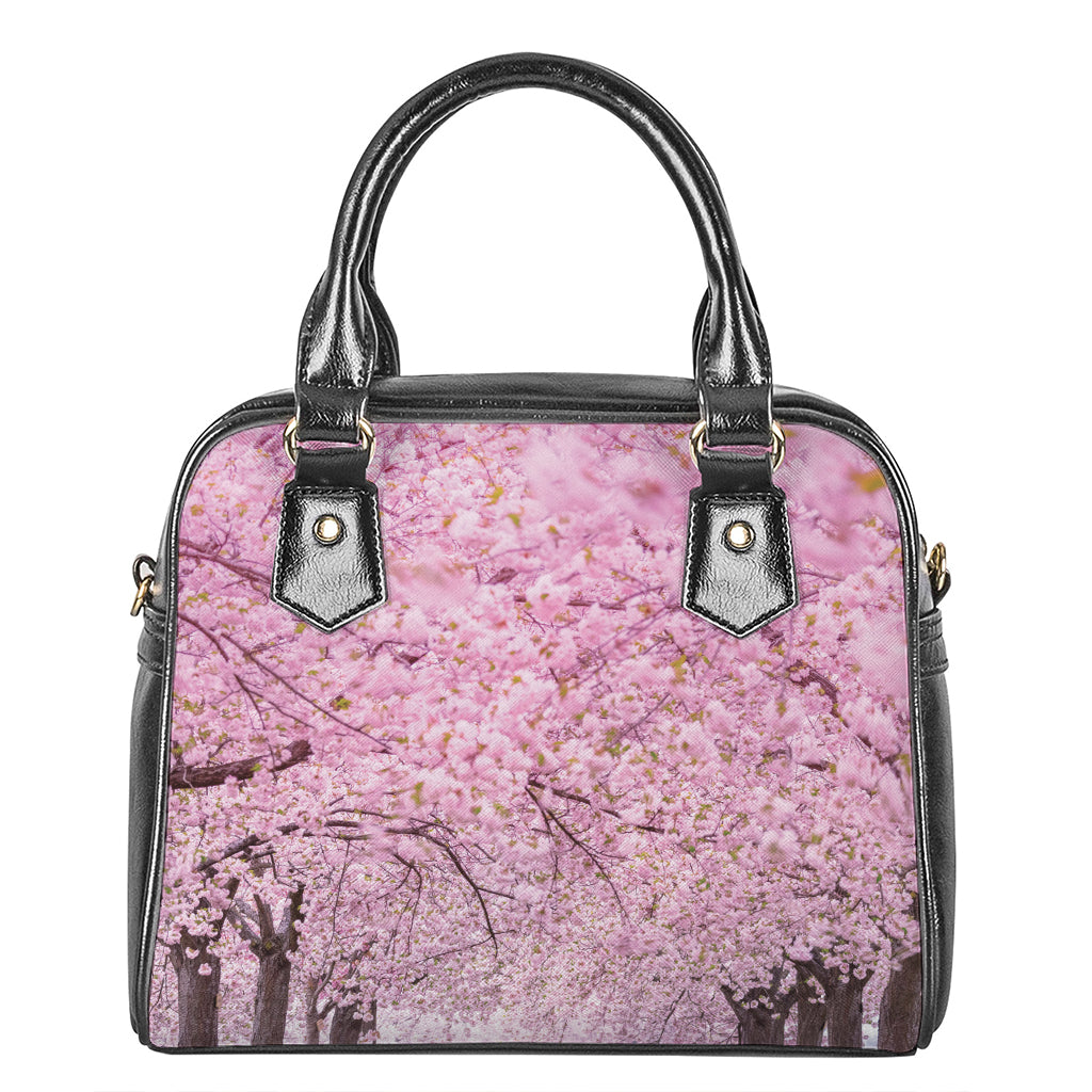 Japanese Cherry Blossom Tree Print Shoulder Handbag