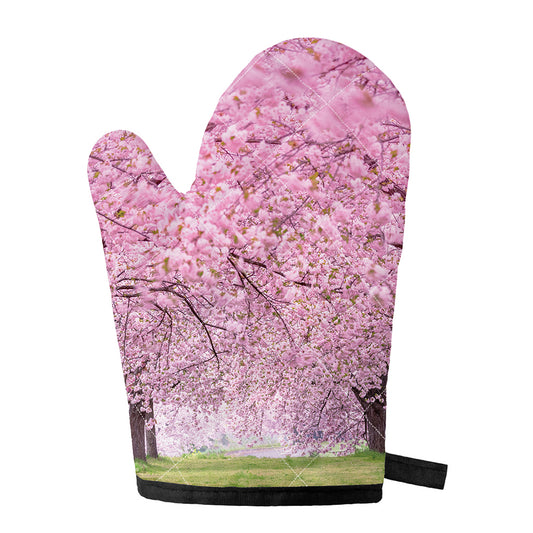 Japanese Cherry Blossom Tree Print Single Oven Mitt