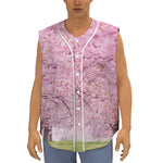 Japanese Cherry Blossom Tree Print Sleeveless Baseball Jersey