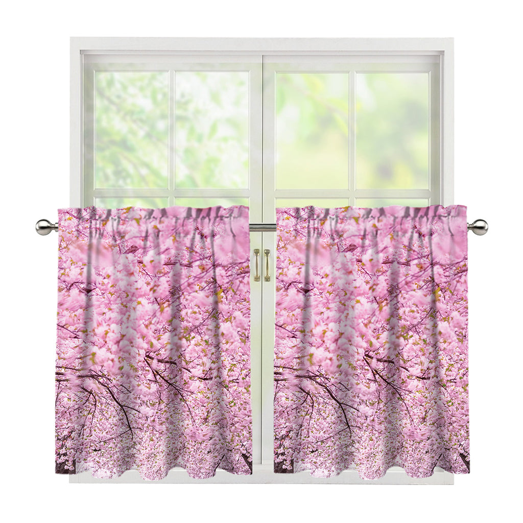 Japanese Cherry Blossom Tree Print Tier Curtains