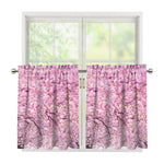 Japanese Cherry Blossom Tree Print Tier Curtains