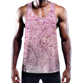 Japanese Cherry Blossom Tree Print Men's Workout Tank Top