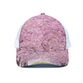 Japanese Cherry Blossom Tree Print White Mesh Trucker Hat