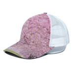 Japanese Cherry Blossom Tree Print White Mesh Trucker Cap