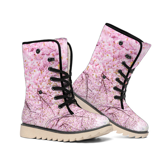 Japanese Cherry Blossom Tree Print Winter Boots