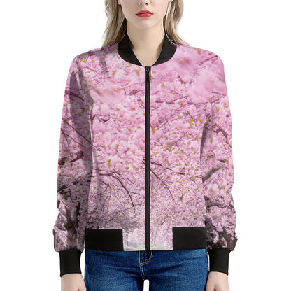 Japanese Cherry Blossom Tree Print Women's Bomber Jacket