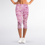 Japanese Cherry Blossom Tree Print Women's Capri Leggings