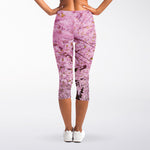 Japanese Cherry Blossom Tree Print Women's Capri Leggings