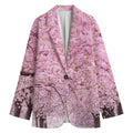 Japanese Cherry Blossom Tree Print Women's Cotton Blazer