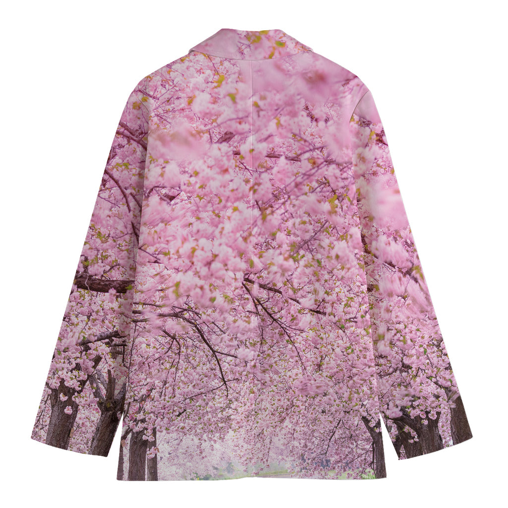 Japanese Cherry Blossom Tree Print Women's Cotton Blazer