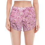 Japanese Cherry Blossom Tree Print Women's Split Running Shorts