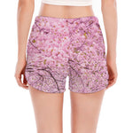 Japanese Cherry Blossom Tree Print Women's Split Running Shorts