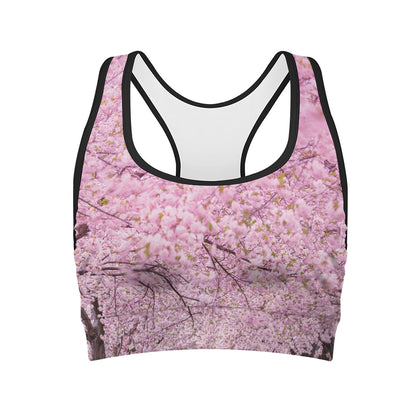 Japanese Cherry Blossom Tree Print Women's Sports Bra