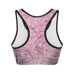Japanese Cherry Blossom Tree Print Women's Sports Bra