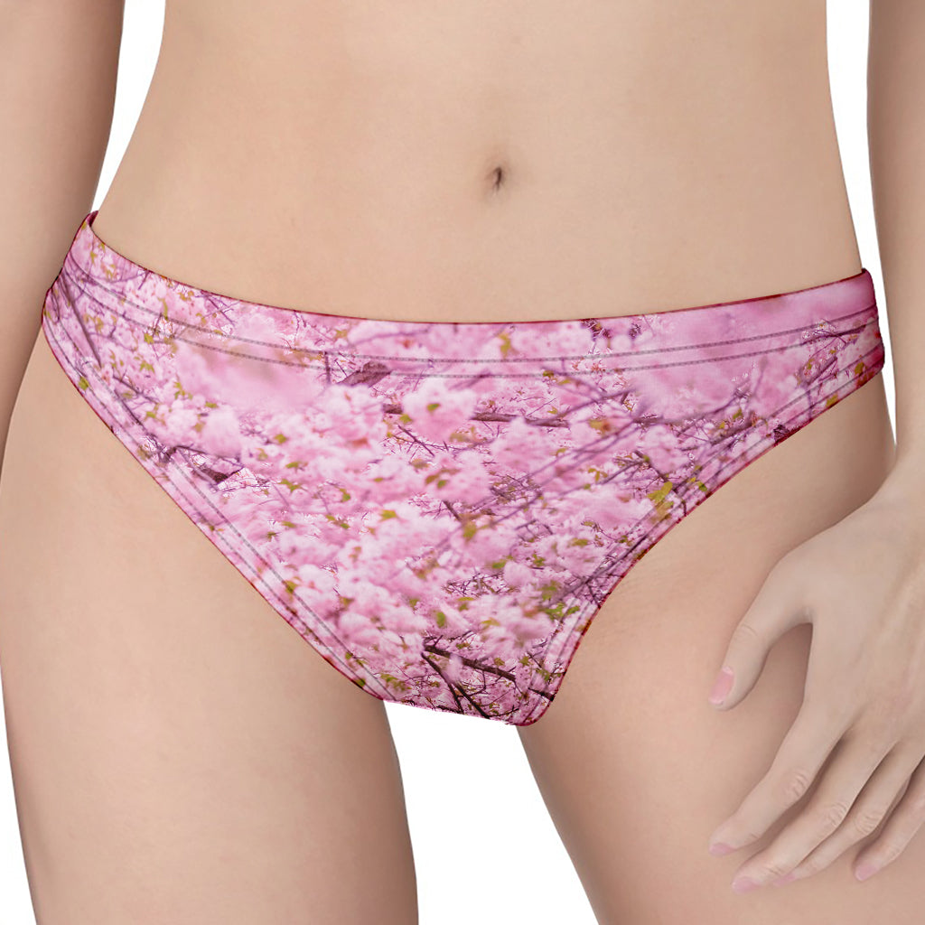 Japanese Cherry Blossom Tree Print Women's Thong