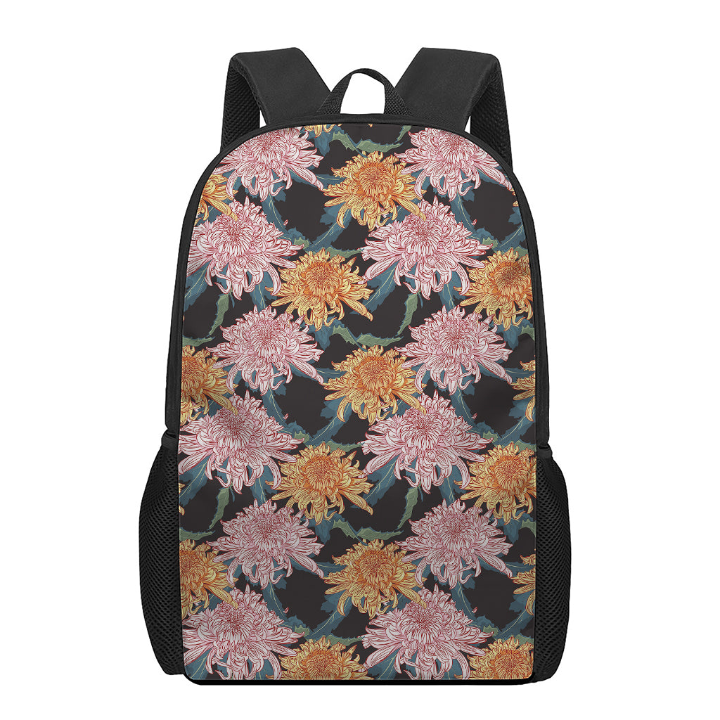Japanese Chrysanthemum Pattern Print 17 Inch Backpack