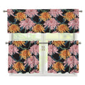 Japanese Chrysanthemum Pattern Print 3 Piece Kitchen Curtains